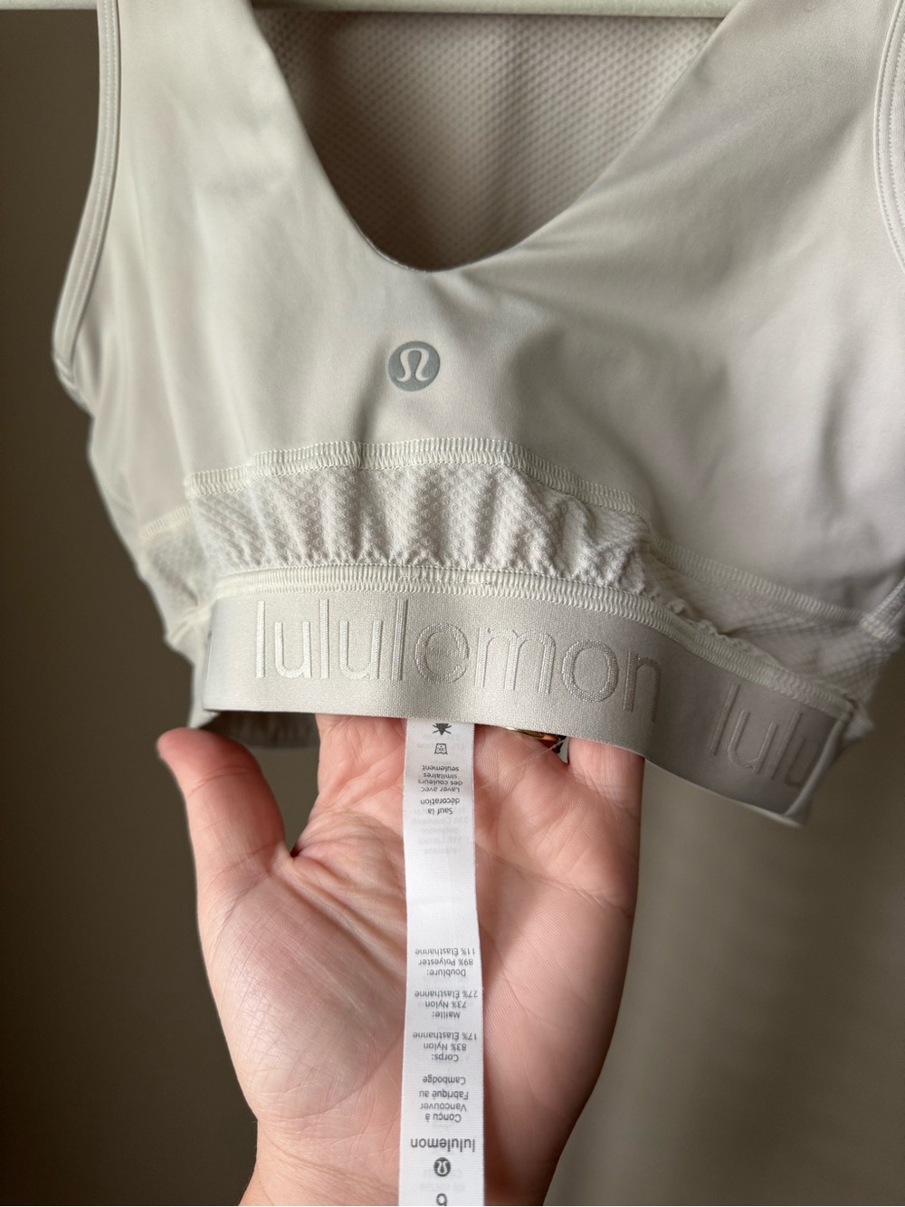 lululemon athletica White Racerback Sports Bra crossover bone white high neck - Picture 6 of 6
